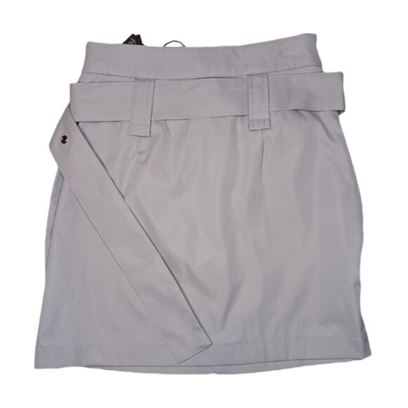 Pretty Little Thing Womens Size 0 Mini Skirt Light Gray Woven Utility Buckle - Picture 3 of 6